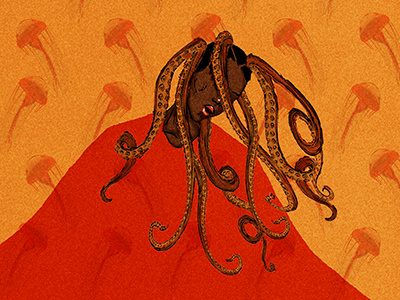 There's Plenty of Fish in the Sea braids drawing hair illustration jellyfish octopuss orange pattern red