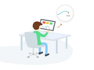 illustration_work 02_hurried character data illustration isometric loupe people person work