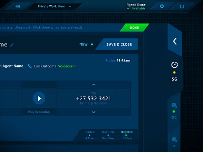 Call Flow Ui - Concept call card communication flow inbound interface multitab outbound timeline ui