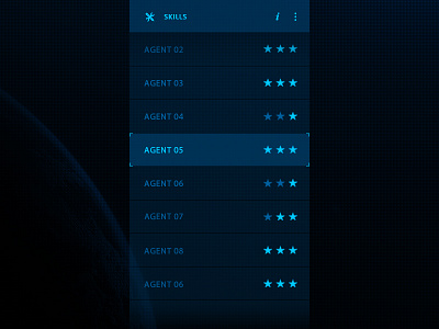ill Skills agent list rating scroll skills star test ui