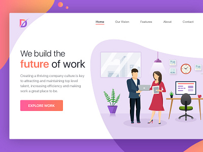 Corporate Landing Page explore work header illustration landing page landingpage uiux website website header work