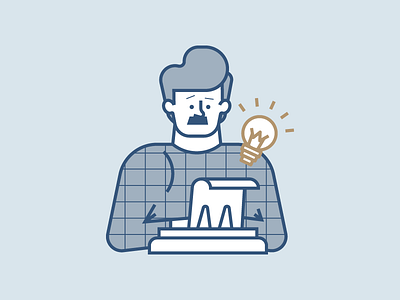 Style Exploration 02 character flat idea illustration inspiration line man moustache style test typewriter