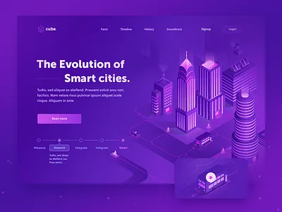 Smart cities - Concept 1 3d illustration isometric landing machine main power technology web