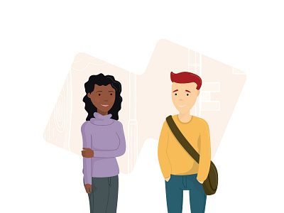 Awkward College Couple college couple digital art dublin illustration illustrator ireland man simple vector vector art woman