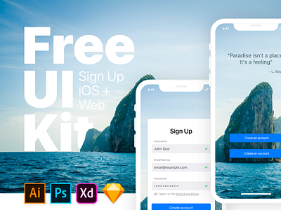 [FREEBIE] Sign Up - IOS + WEB adobexd design download free freebie illustrator interface photoshop resource sketch ui web