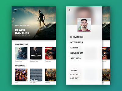 Cinema App 2 android app application black panther cards cinema interface ios mobile movies ui ux