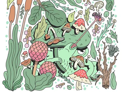 You can't hide, Frog Boy. art drawing frog illustration plant plants