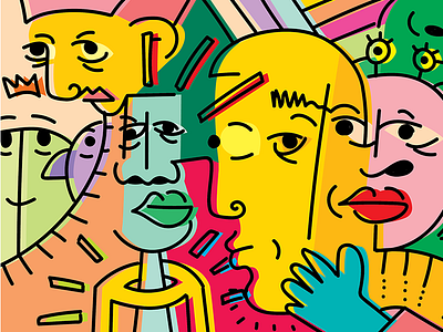 colourful faces colourful crazy faces illustration