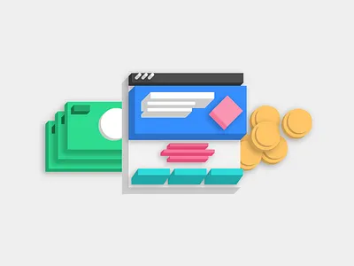 TokenPage Header Illustration blockchain coin colorful crypto cryptocurrency dollars illustration landing page money token usd website