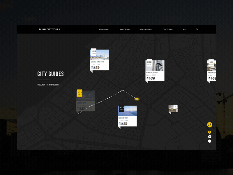 Dubai City Tours Website 3D Map Animation 3d animation dubai event map navigation pin tour travel web website