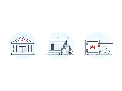 Spot Illustrations bank computer illustration safe technology