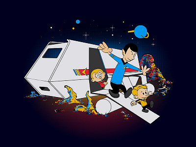 To Boldy Go Beyond calvin design hobbes illustration kirk parody shirt spock star trek