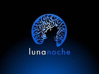 Lunanoche Logo Design branding design illustration logo moon pattern vector wolf