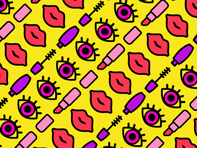 Makeup colorful eye icons lips lipstick makeup mascara neon pattern vector warm colors