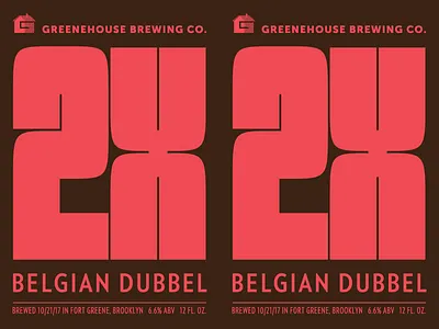 2X Belgian Dubbel beer label packaging typography