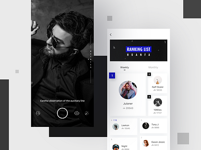 Ranking&Camera app barbers camera card hair ranking ui