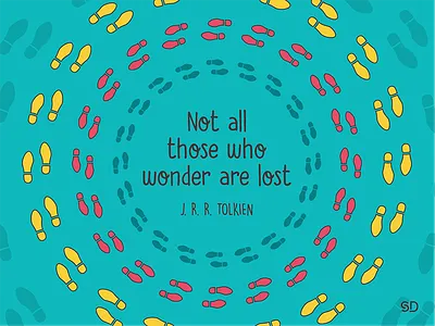 Not all those who wonder are lost colour design graphic green illustration lost quote quotes red sahar design wander yellow