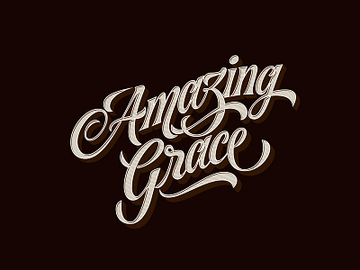 Amazing Grace brush calligraphy lettering line pen vector