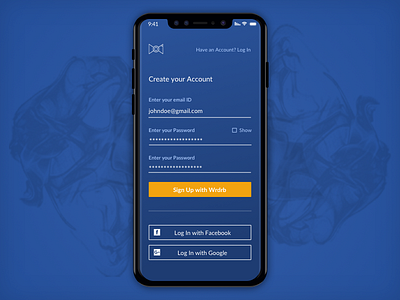 SignUp Screen 001 app design dailyui iphonex signup