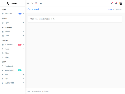 Ninekit - Admin Dashboard Sidebar admin bootstrap clean dashboard free free download minimal sidebar