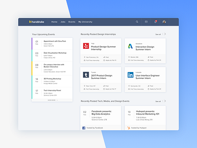 Handshake Homepage Redesign career college design handshake job ui ux web