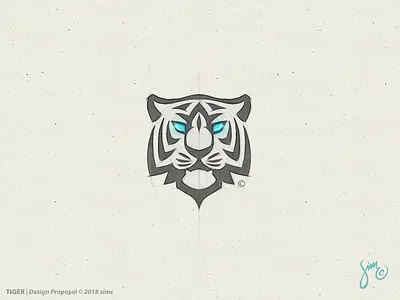 Tiger | Sketch blue eyes icon logo logo design majestic mark simple sketch stripes strong tiger