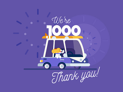 1000 Followers! design dog dribbble followers formas illustration surf