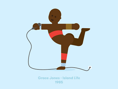 Grace Jones - Island Life 80s album balance bald bum disco grace illustration island jones life microphone