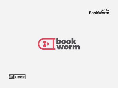 Bookworm book challenge inspiration literature logo modern negative simple space typography worm