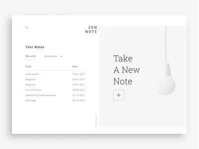 Zen Note basics clean layout minimal note simple split uidesign webdesign zen