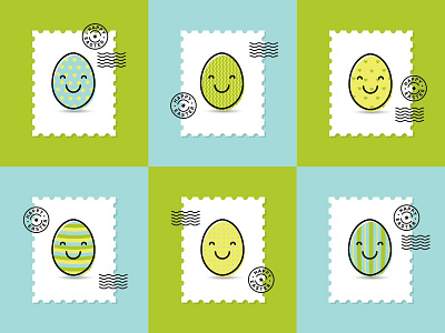 Funny easter stamps easter egg holiday postage religion smiley stamp