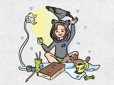 My crazy life art create crow digitalart girl illustration pic sketch vector