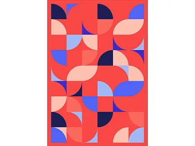 Geometric Poster Series 5, Poster 3 abstract blue circle colorful geometry graphic design illustration modern playful poster print design red