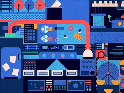 city life chill color future graphic illustration pattern red shape