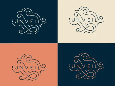 Rejected Unveil Logo app hand lettered logo logotype swirls wedding