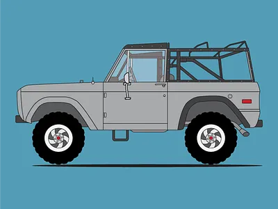 1973 Ford Bronco america auto bronco classic ford illustration muscle retro truck vector vintage wheels
