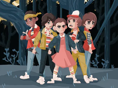 Stranger Things cartoon illustration netflix show stranger things strangerthings tv