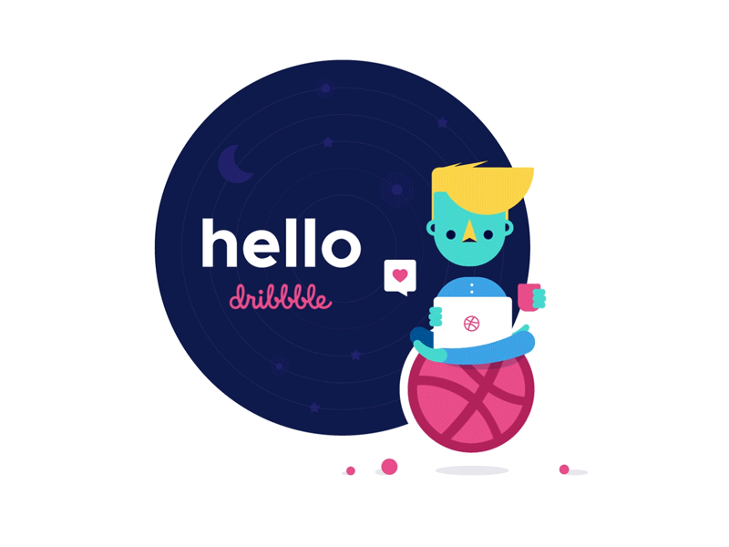 Hello Dribbble! animation design first hello dribbble illustration shot space