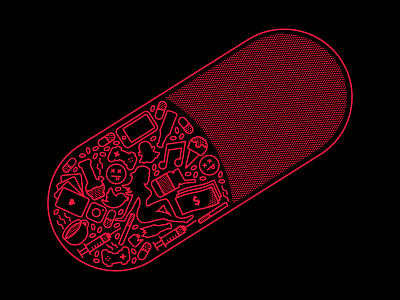 How To Be Happy black dots drugs happy illustration illustrator line music pattern pill red