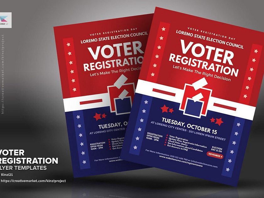 Voter Registration Flyer Templates by Kinzi Wij on Dribbble