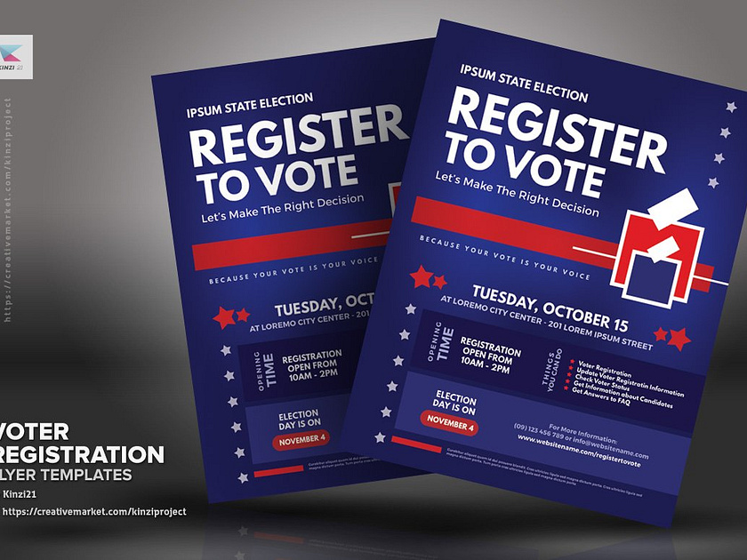 Voter Registration Flyer Templates by Kinzi Wij on Dribbble