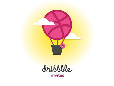 Dribbble Invite 2 invites dribbble invite hot air balloon illustration invites