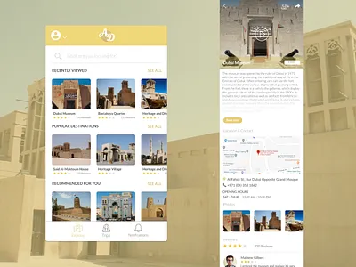 Historical Guide App - Dashboard / Item Description app dashboard item description mobile travel ui user interface ux