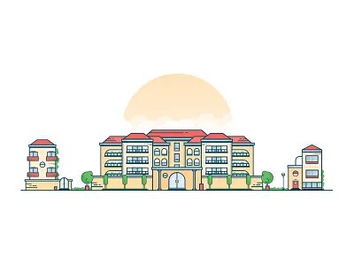 Just Building artwork bullding city design illustration illustrator street style sun tower tree vector