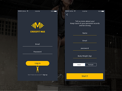 Daily UI #1 - Sign Up crossfit daily ui icon illustration login mobile mobile app sign in sign up ui design workout