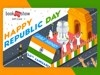 BookMyShow Gift Card for Republic Day card float gift illustration india isometric republic