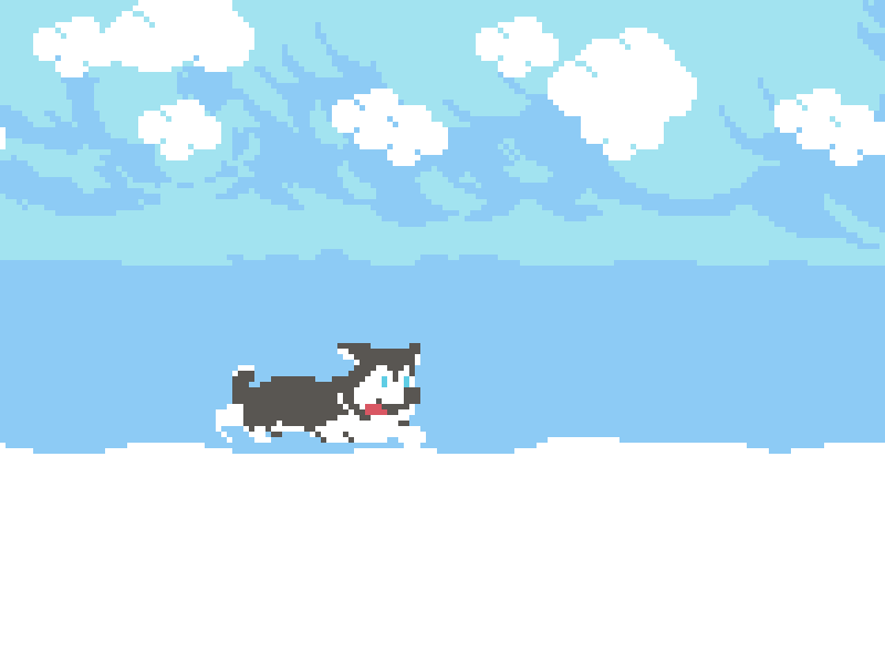 Tortuga Over The River 8bit animation corgi corgis dog husky pixelanimation pixelart snow tortuga turtle