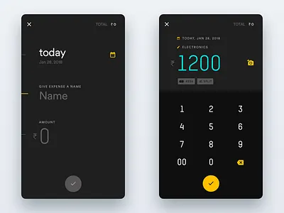 Add expense app - 2 options app dark colors design expense interaction interface iphone sketch ui ui design ux ux design