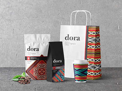 Dora coffee CI coffee packaging design tribal