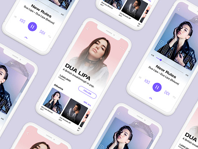 Music Player UI dua lipa helvetica music neon new rules player purple ui ux